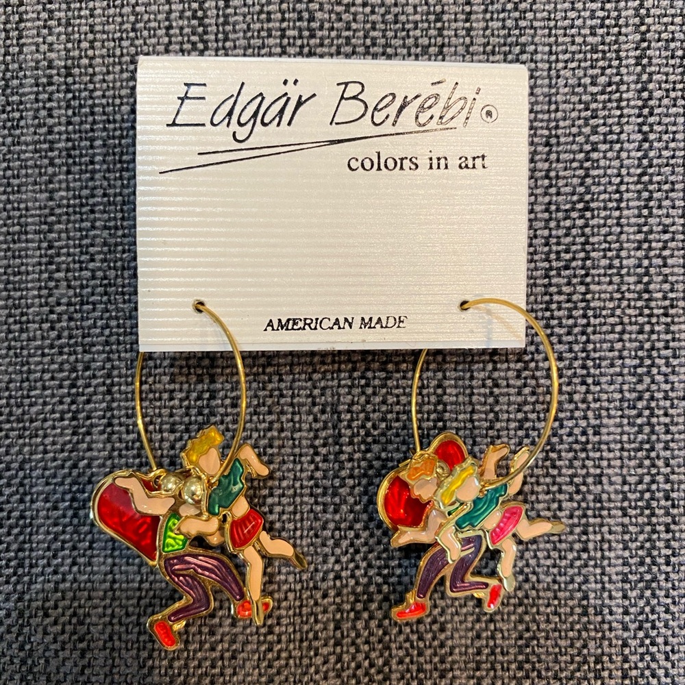 Edgar Berebi Colorful Earrings Dancers Hoops NWT